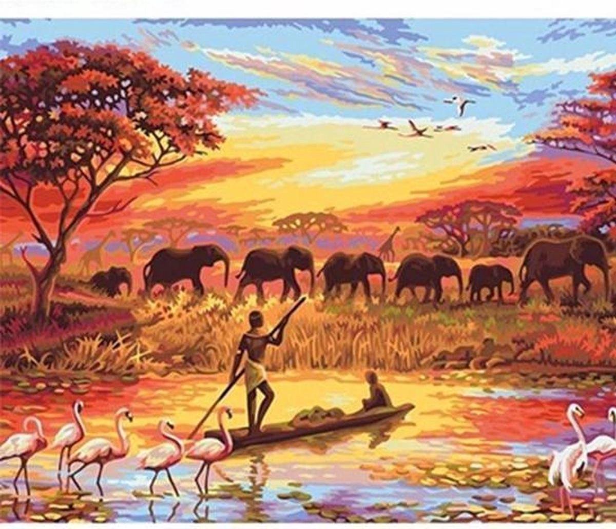 Schilderenopnummers.com® - Schilderen op nummer volwassenen - Afrikaans landschap - 50x40 cm