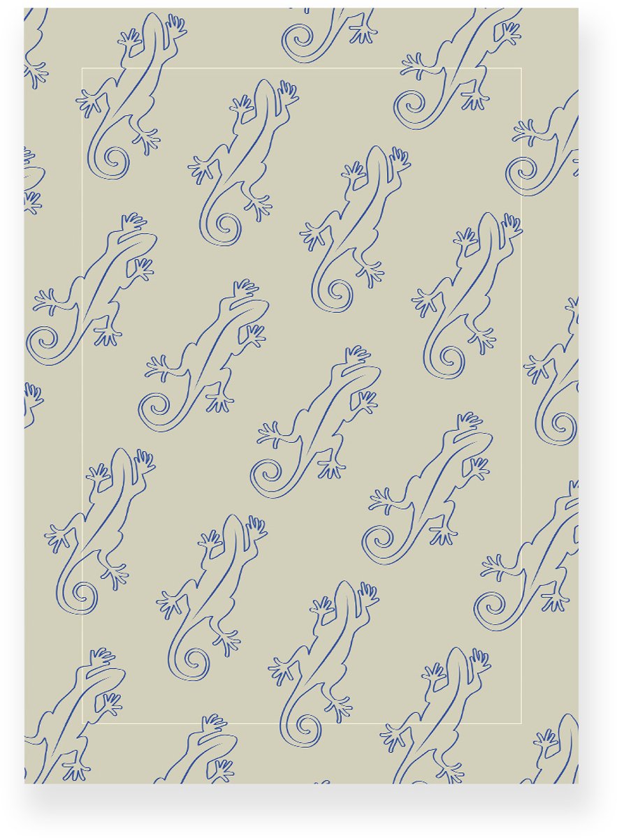 Yisual Poster 30x40 cm - Gekko Patroon - Beige - Blauw - Tropisch - Dieren - Muurdecoratie - Wanddecoratie