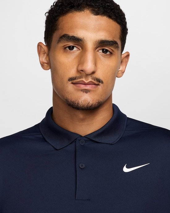 Nike Heren Dri-Fit Victory Golfpolo L/S Navy bol