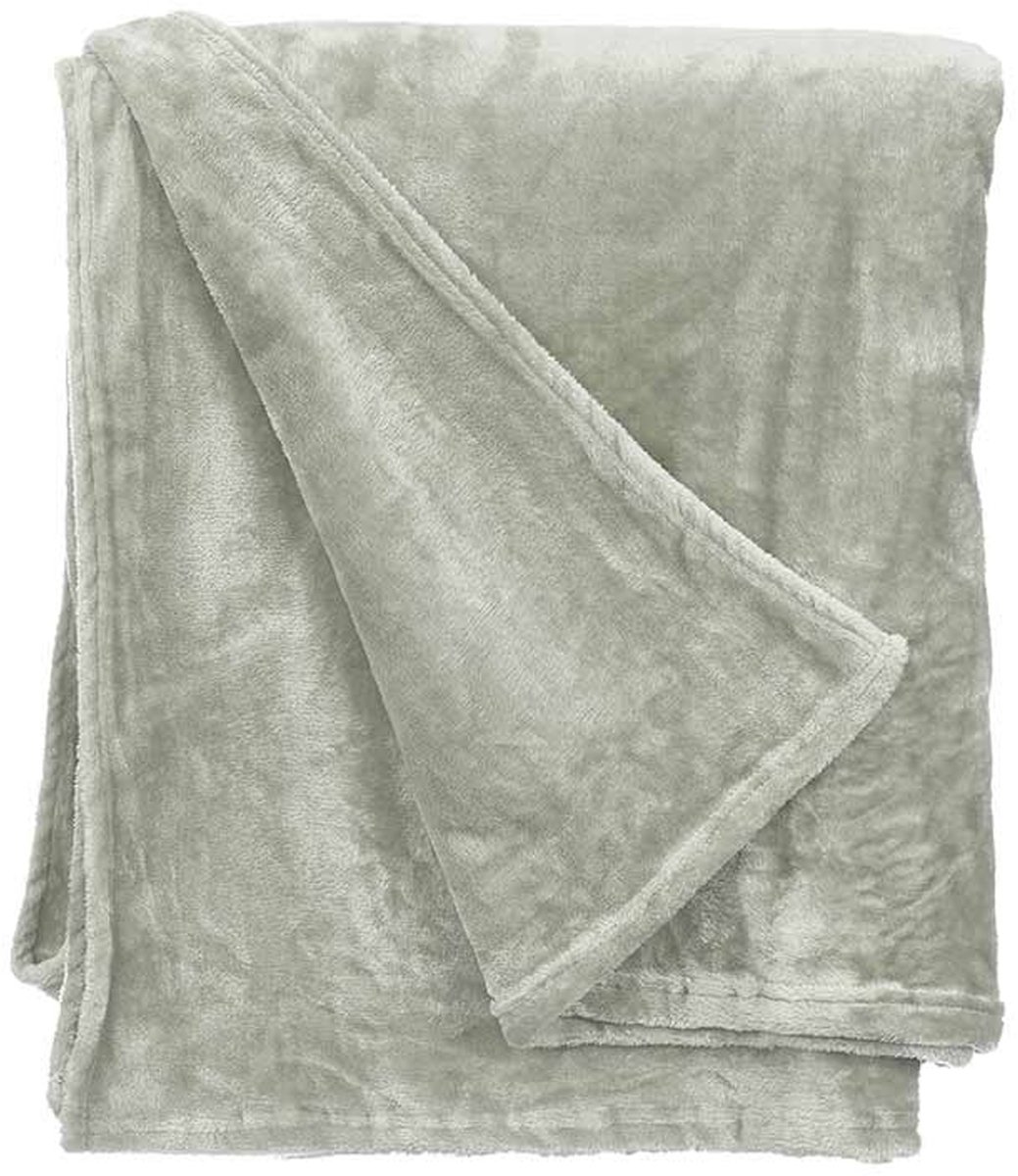 Giftdecor Fleece deken/plaid - groen - polyester - 130 x 160 cm - Fluffy/zachte stof