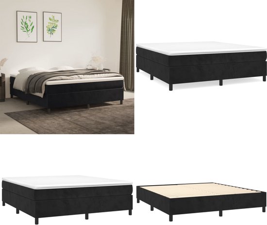 Collage: slaapkamer met zwart bed, boxspring met wit matras en bedframe met lattenbodem.