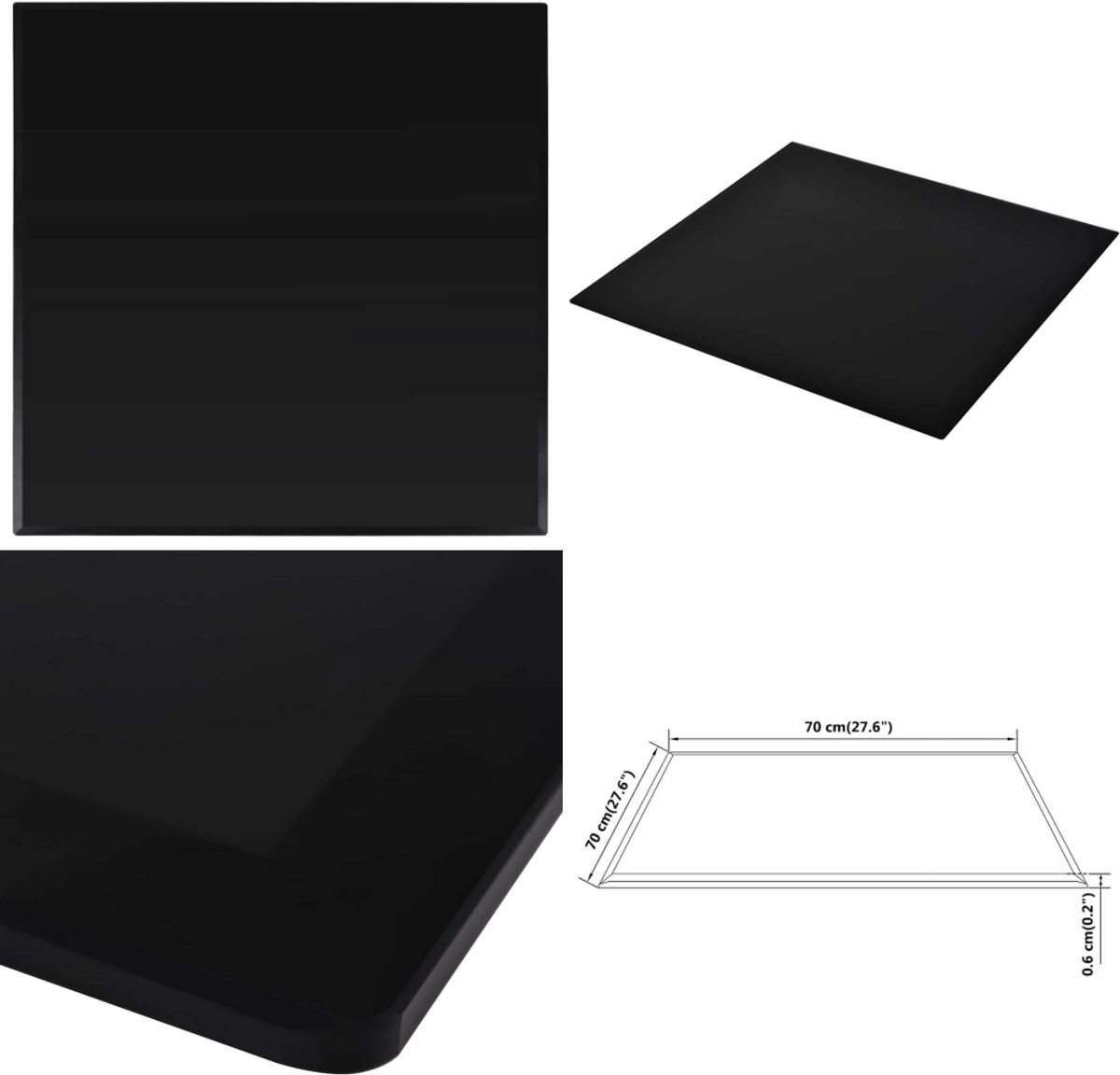 VidaXL Tafelblad van gehard glas 700x700 mm vierkant Tafelblad Tafelbladen Vervangende Tafelblad Vervangende Tafelbladen