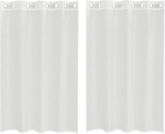 vidaXL - Rideaux - voile - avec - œillets - 2 - pièces - blanc