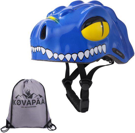Køvapää® blauwe krokodil fietshelm kinderen – maat 49-53 cm