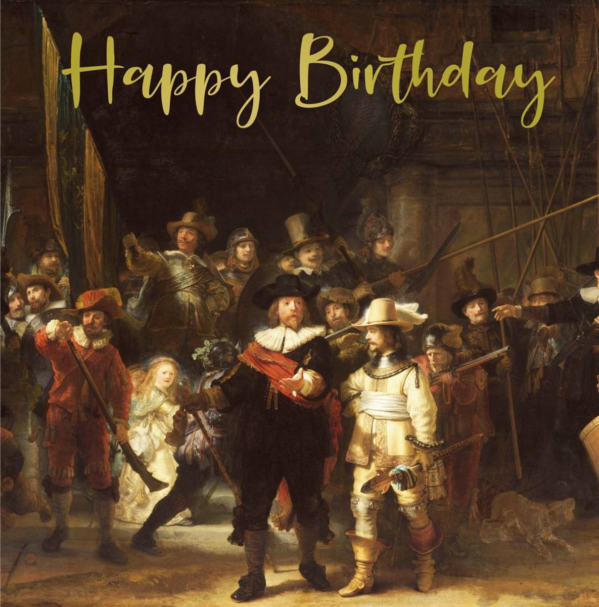 Museum Life Wenskaart - ML03 - Rembrandt - Nachtwacht - Happy Birtday