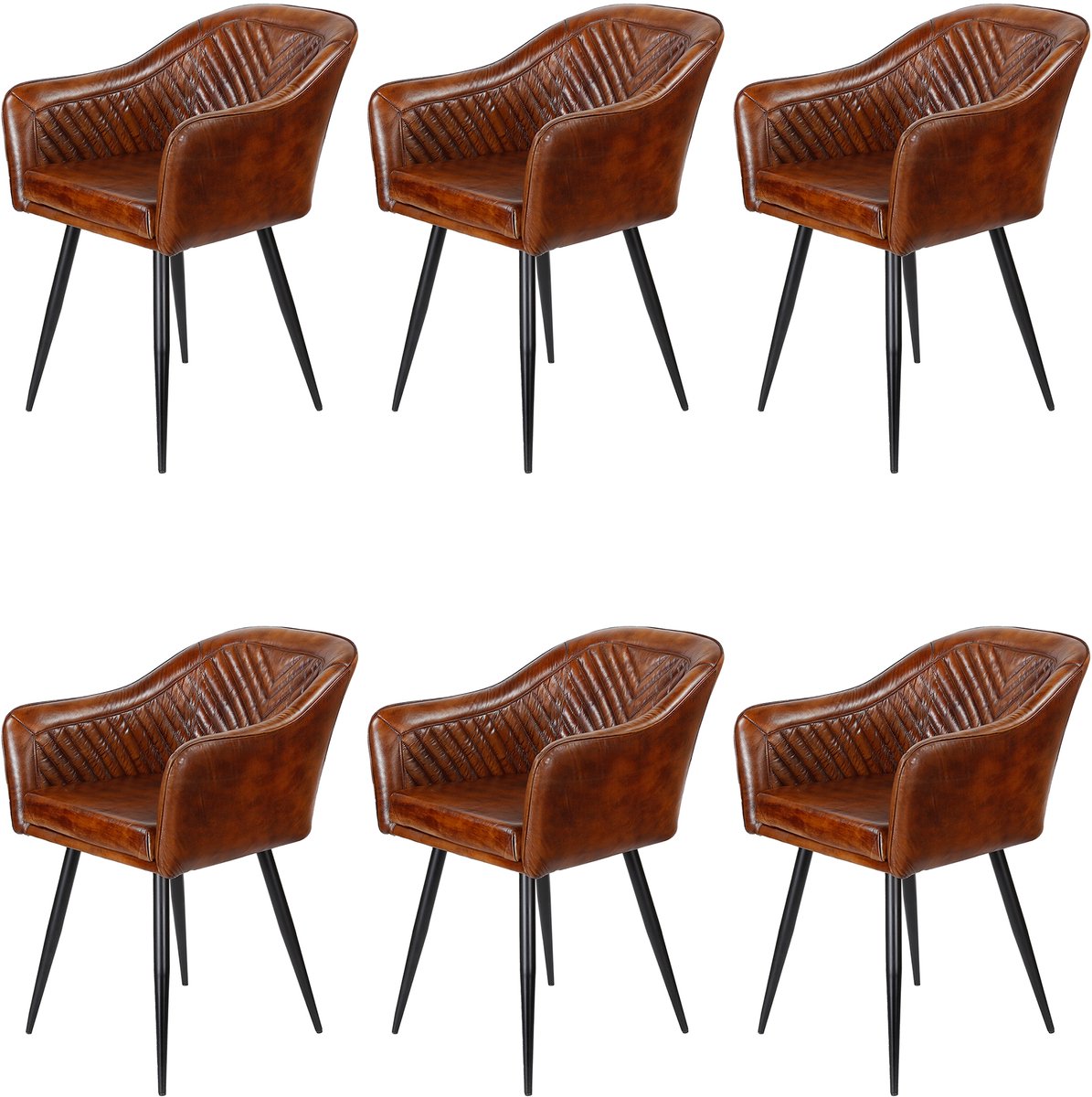 Leren fauteuil bruin – armstoel van echt leer - Eetkamerstoel