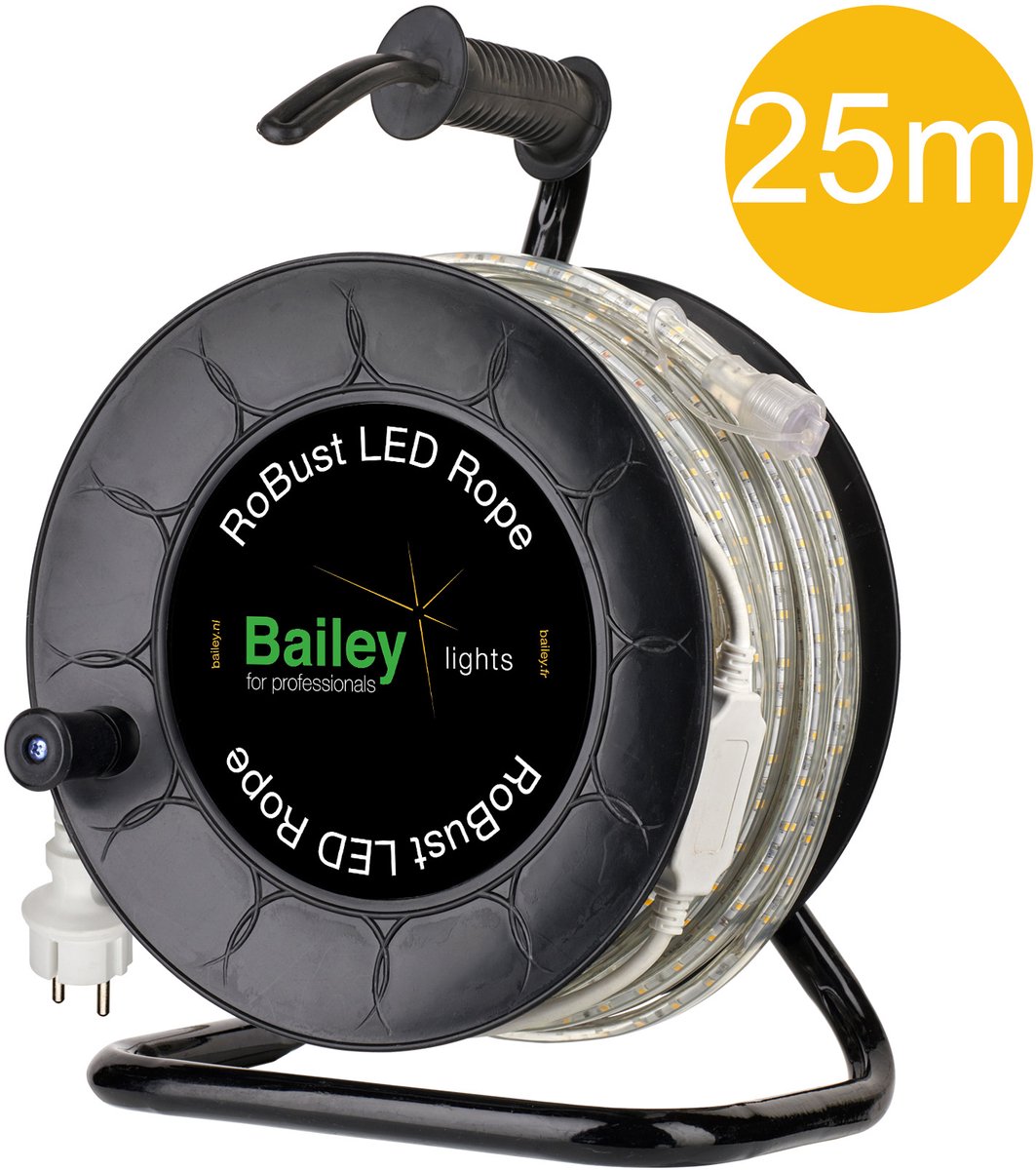 Bailey BAI RoBust LED Rope HO - 25M - 760lm/m - wit - IP65 op kabelhaspel - incl. AC/DC adapter