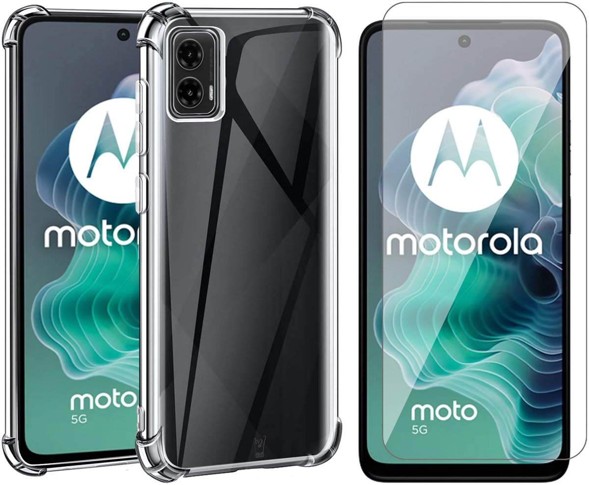 Hoesje geschikt voor Motorola Moto G35 - Screenprotector Glas - Shockproof Transparant