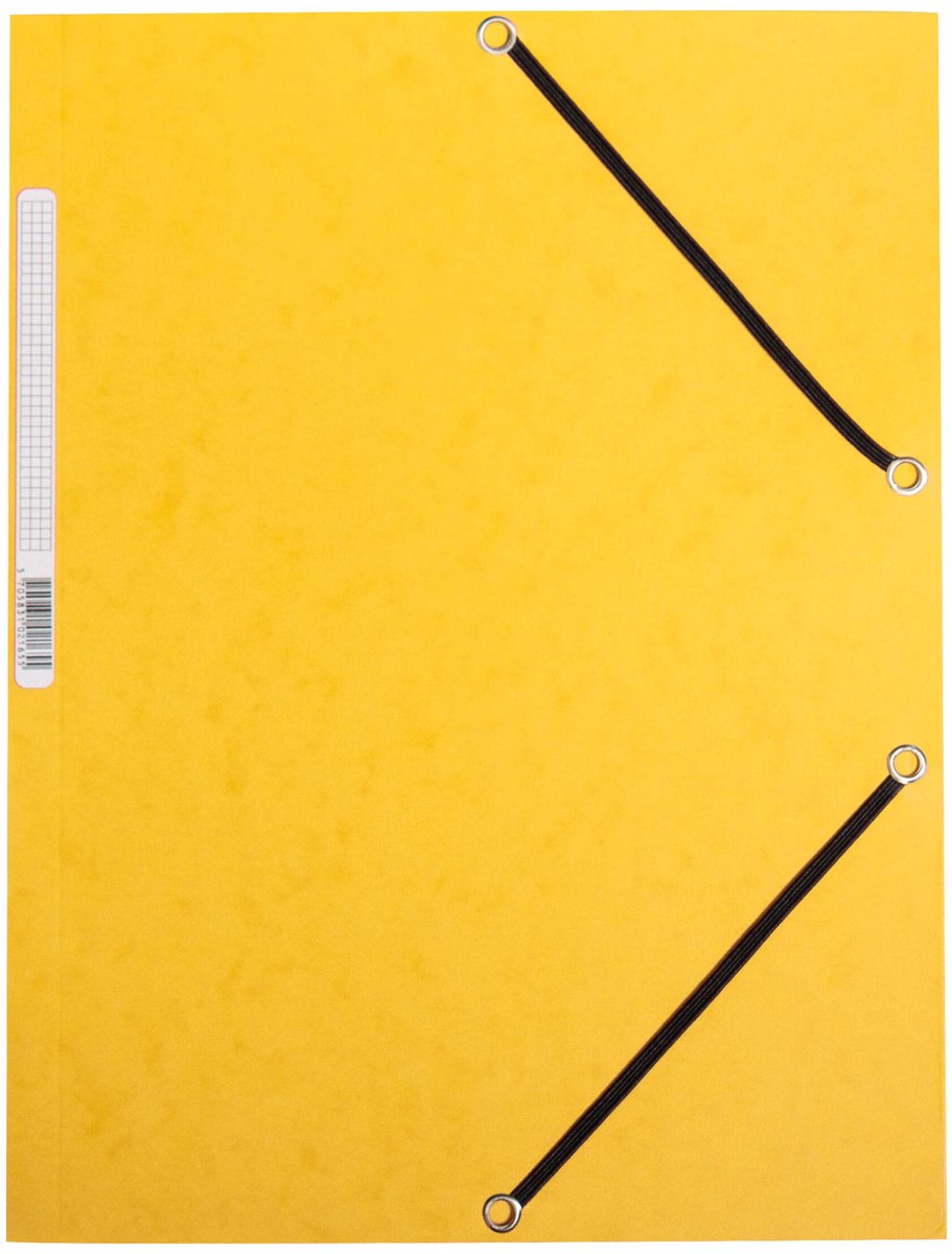 Q-CONNECT elastomap, A4, 3 kleppen en elastieken, karton, geel 10 stuks