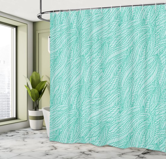 New lit, feuilles de griffonnage abstraites vertes, rideau de douche, Set de Decor de salle de bain avec crochets, 180 cm de large et 200 cm de long