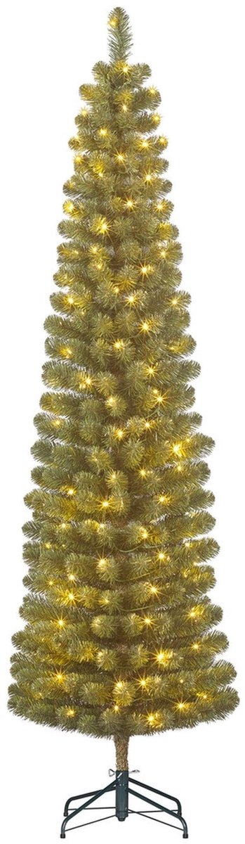Black Box Trees Charlton - smalle kunstkerstboom met verlichting groen 1,55m x 48cm