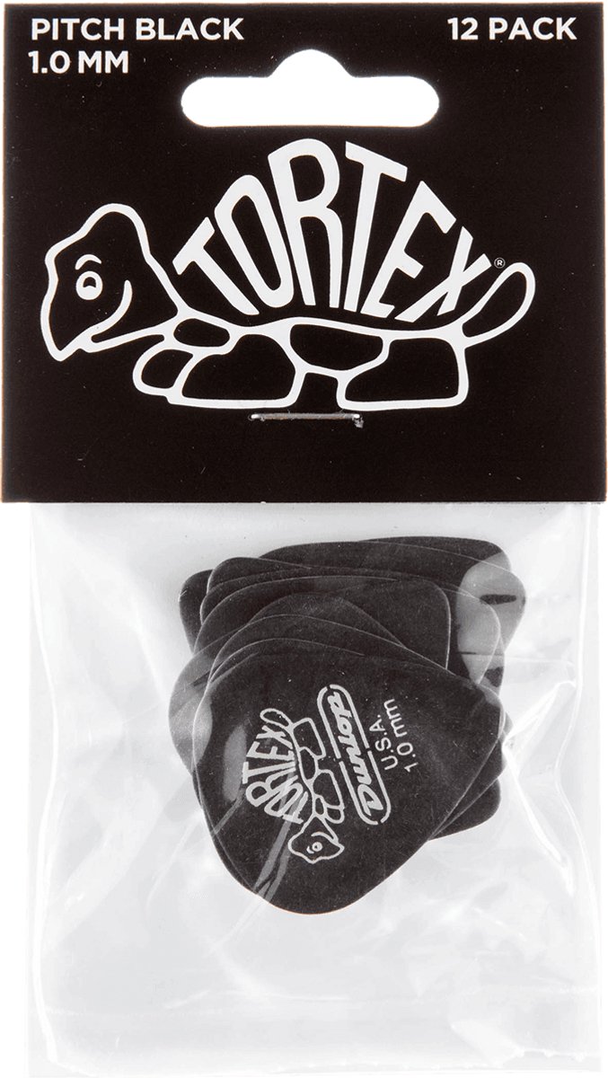 Dunlop Tortex® Pitch Black Standard 1.0 mm Plectrums - 12 stuks