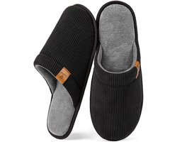 Pantoffels Heren - Sloffen - Maat 44/45 - Zwart - Corduroy - Anti-slip - Comfeet