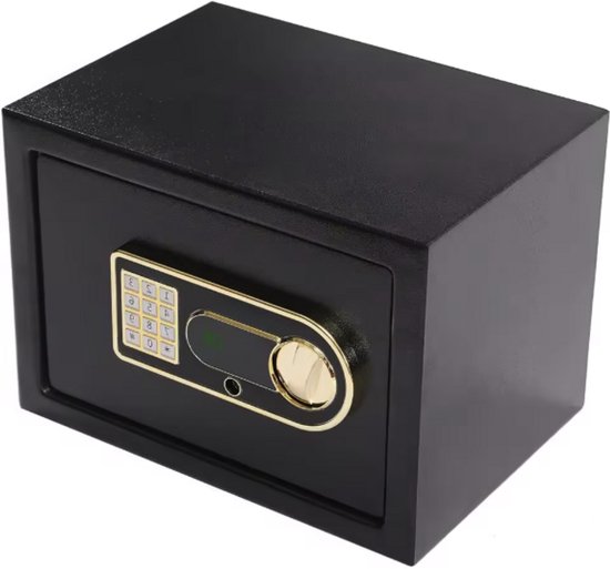 Coffre-fort Happyment Premium avec empreinte digitale - Également avec serrure à combinaison ou clé - Résistant au feu - Zwart - 35x25x25cm