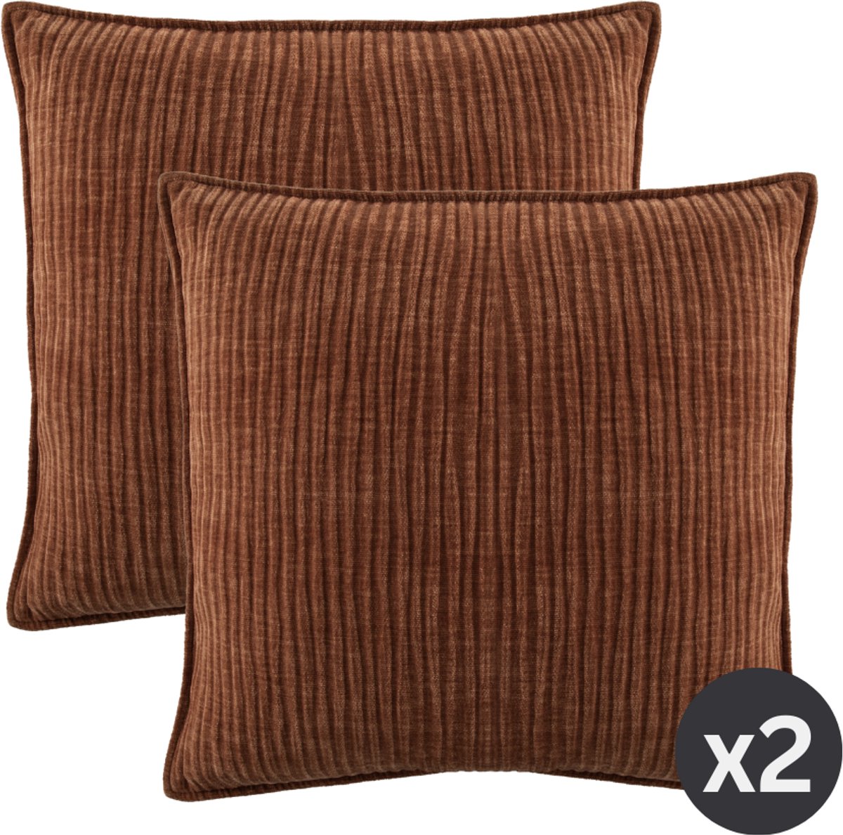 Tiseco - Kussen (gevuld) JULIETTE - Woonkamer - 45x45 cm - Cognac
