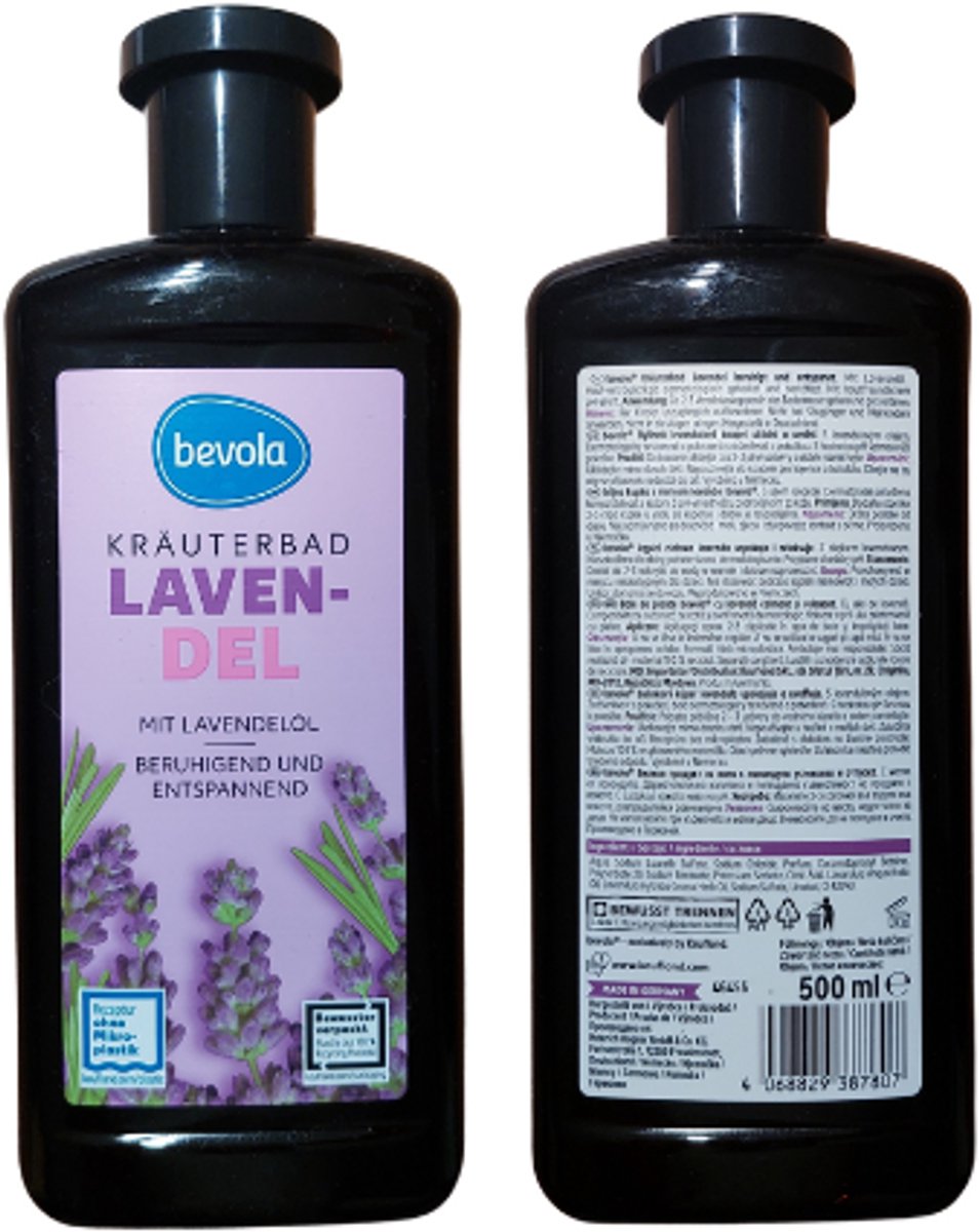 Bevola Badschuim - Kruidenbad Lavendel | 1x 500ml - Kalmerend & Ontspannend | Bubbelbad met Lavendelolie