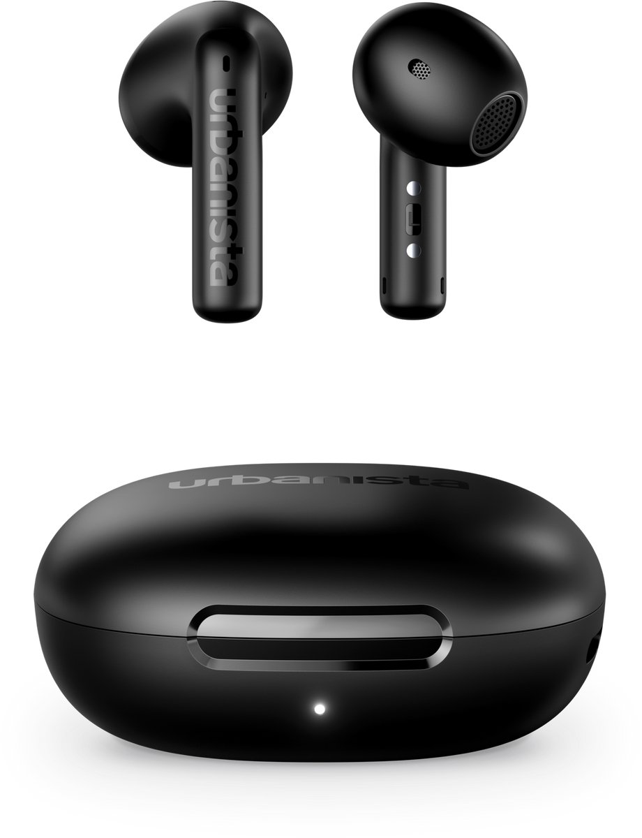 Urbanista Santa Monica Draadloze Oordopjes – met Noise Cancelling – 24u Afspeeltijd – 6 Microfoons voor Helder Bellen – Zwart
