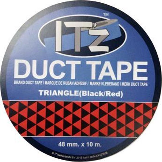 ITZ duct tape met TRIANGLE (zwart/rood) patroon, 48 mm x 10 m.