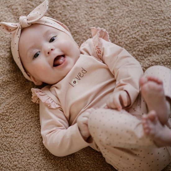 Foto: Dirkje baby meisjes kledingset shirt loved broek en haarband organic cotton maat 56