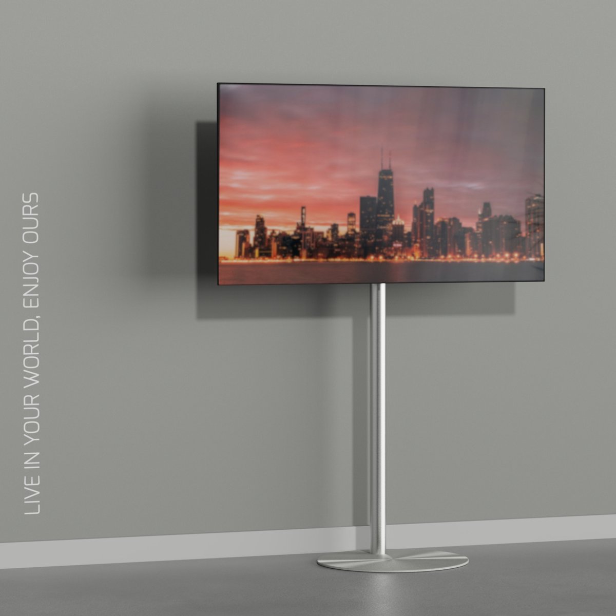 TV vloerstatief SPHERE 150 Design Tv standaard Trendy geborsteld RVS 32-65” - MULTIFIT VESA 100x100 t/m 400x400