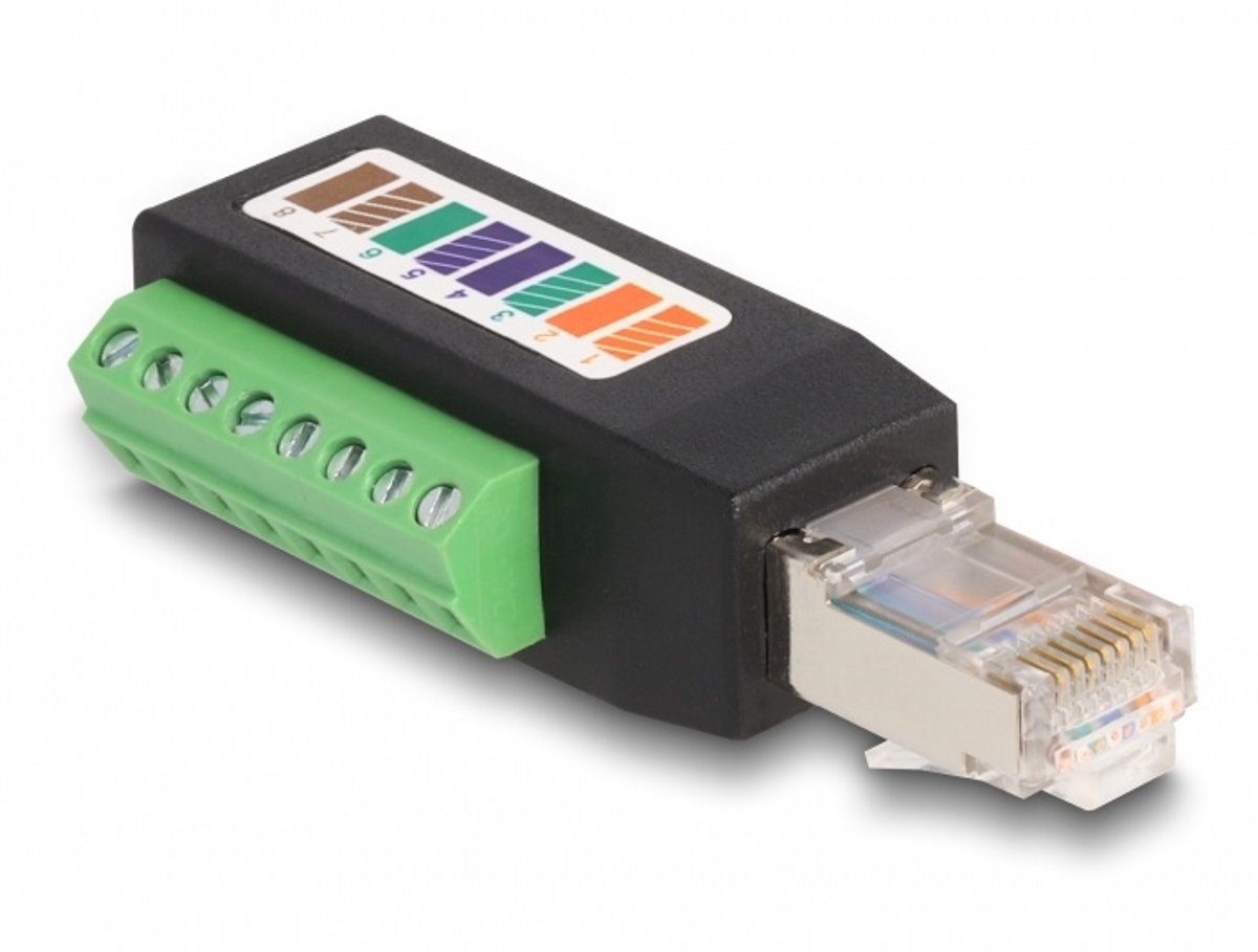Image of Delock RJ45 plug Cat.5e to Terminal Block Adapter 90° angled