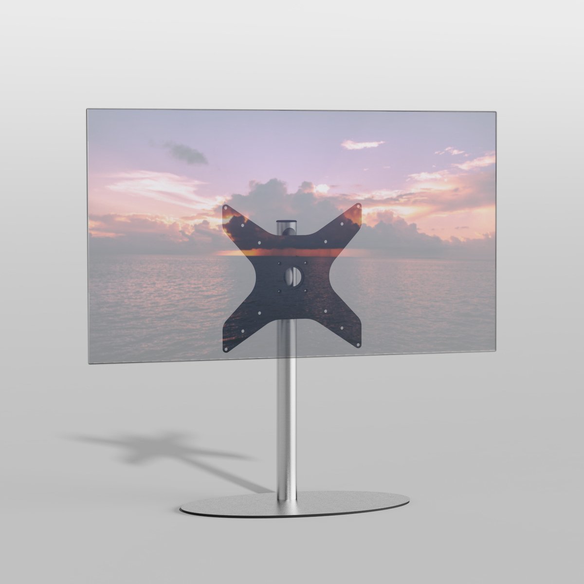 Cavus TV Vloerstatief ELLIPS 80 – geborsteld RVS - hoogte 80cm - VESA 400x400