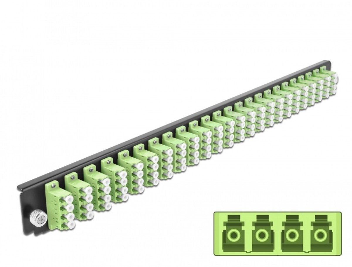 Image of 19 inch splice doos voorpanel 24 poort lc quad limegreen