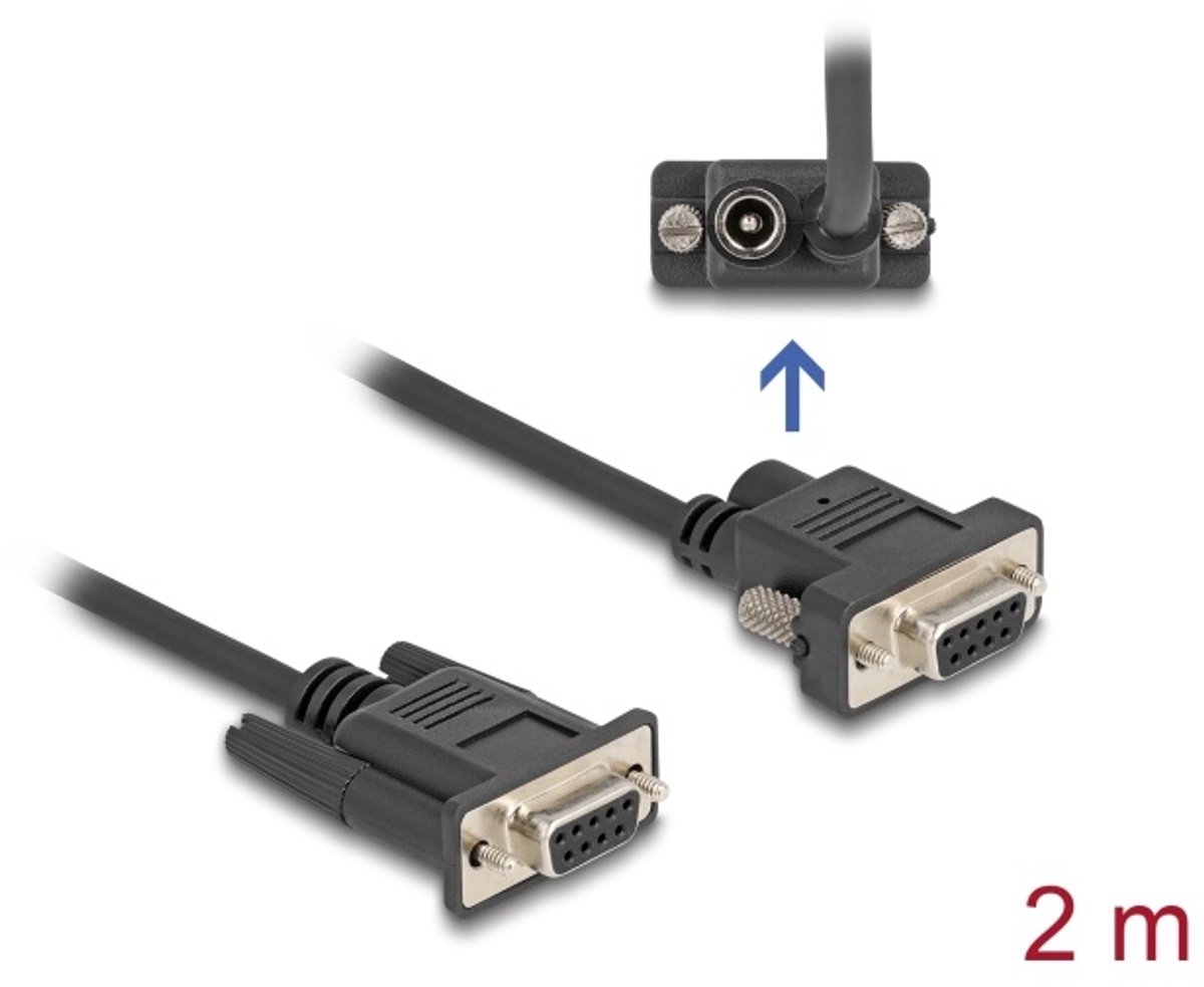 Delock Serial Cable RS-232 D-Sub9 female to D-Sub9 female Power Connection at Pin 9 2 m