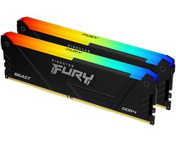 Kingston Fury Beast Black XMP KF436C17BB2AK2/16 - RAM-geheugen - DDR4 - 16GB - 3600 MHz - DIMM - CL17 - 2 x 8 GB - RGB