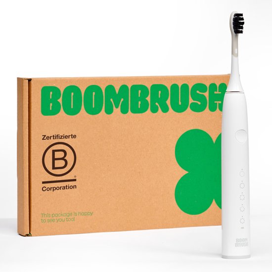 BOOMBRUSH Elektrische Tandenborstel - Sonische Tandenborstel - Wit - 90 Dagen Batterij - Duurzaam