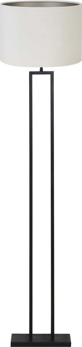 Light & Living Vloerlamp Shiva/Velours - Zwart/Off white - Ø40x170cm - Vloerlamp met kap