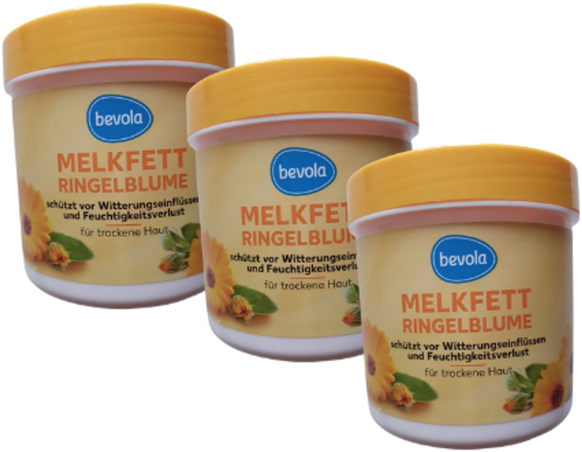 Bevola Goudsbloem Melkvet - 3x 250 ml Multipack | Perfect voor dagelijkse lichaamsverzorging - Hydrateert en versterkt de huid