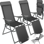 Bol.com tectake® - Set van 2 klapstoelen - Aluminium tuinstoelen - Inklapbaar met hoofdsteun en voetensteun - Ligstoelen voor in... aanbieding