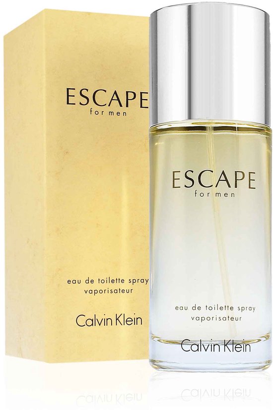 Calvin Klein Escape for men eau de toilette spray 100 ml verpakking met parfumfles.