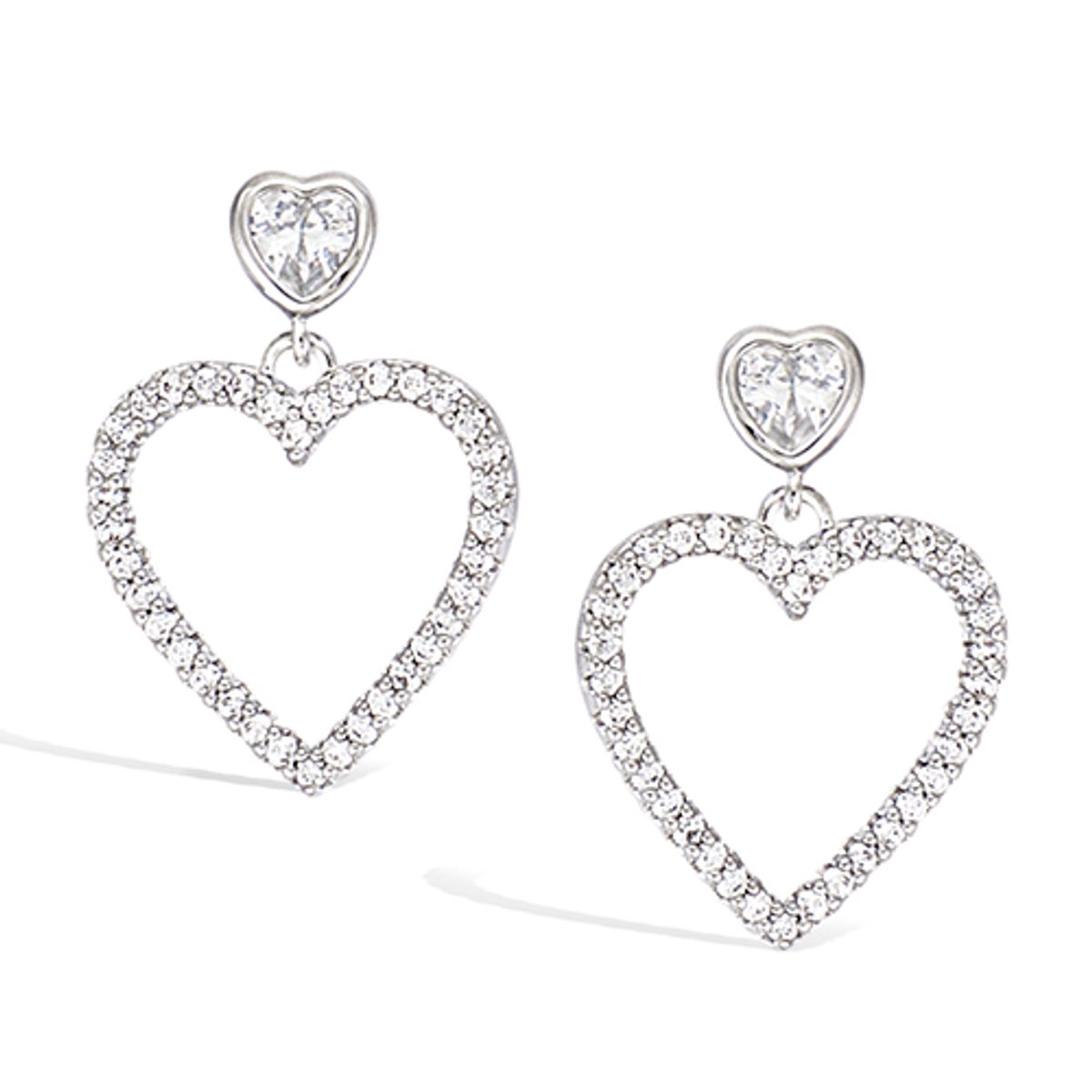 CHIVAL Oorbellen 925 Zilver met Zirkonia "Shimmer Hearts" - Hartvorm, Romantisch, Cadeau voor Haar, Hypoallergeen, Zirkonia, Luxe, Elegant, Sieraad, Liefde, Love, Romantiek, Geschenkverpakking