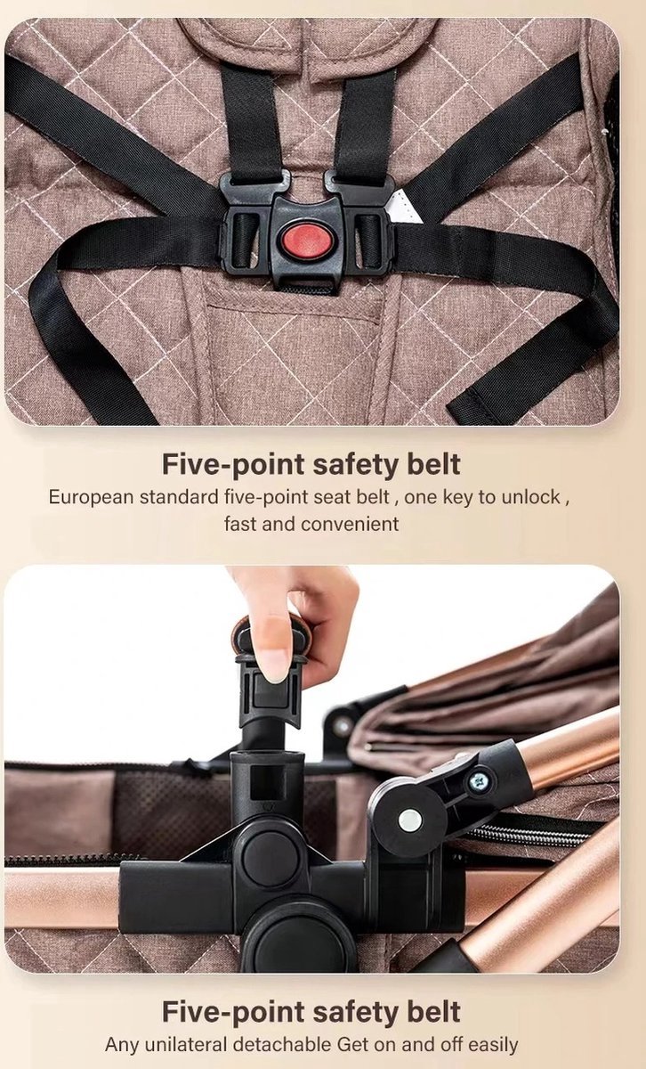 Mookes 3-In-1 Lichtgewicht Kinderwagen Luxe Hoog Landschap - afbeelding 3