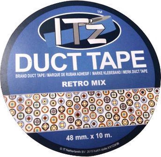IT'z ducttape "Retro Mix" met cirkelpatroon, 48 mm x 10 m.
