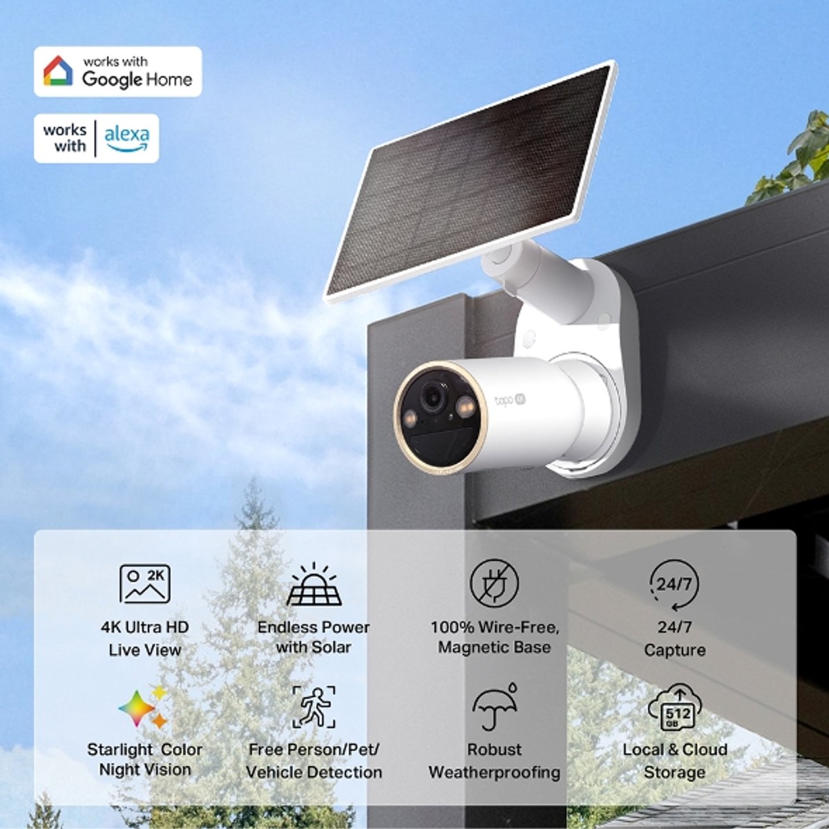 Afbeelding 3 van Tapo C460 KIT Beveiligingscamera buiten met zonnepaneel - 4K 8MP- IP66- WiFI Camera