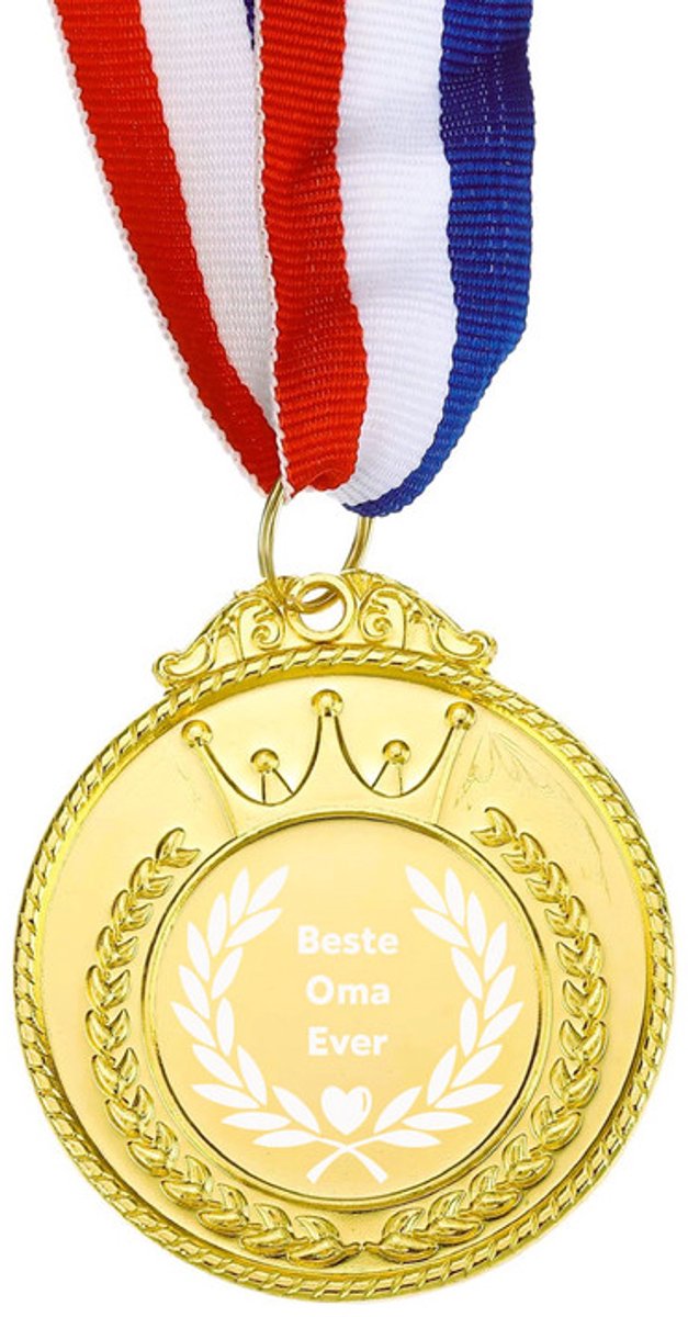 Medaille | Goud | Beste Oma Ever | Inclusief Lint | Metaal | 65 MM