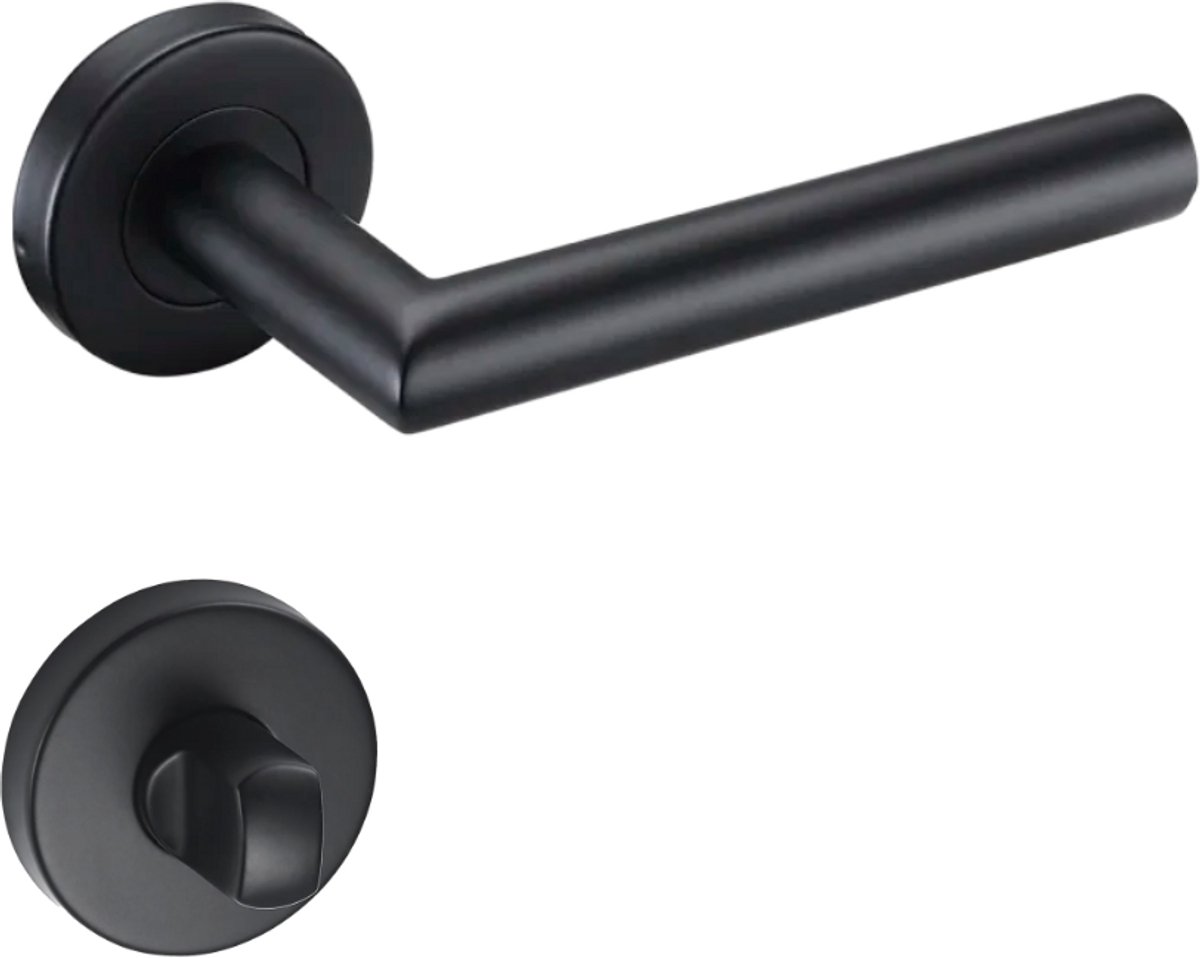 Kuchinox - Deurklink - Incl. WC/Badkamer Garnituur - Mat - Rond Rozet - Compleet Deurbeslag Set - RVS
