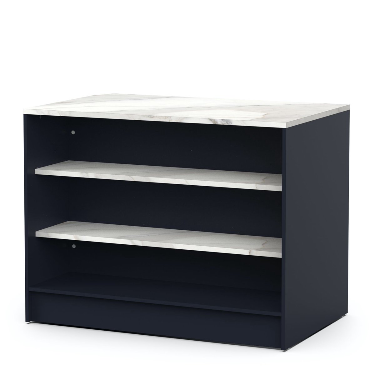 Keukeneiland Chester - 120x75x92cm - Indigo/marmer - CBA - Keuken Eiland - Wit; Blauw - Melamine; Spaanplaat