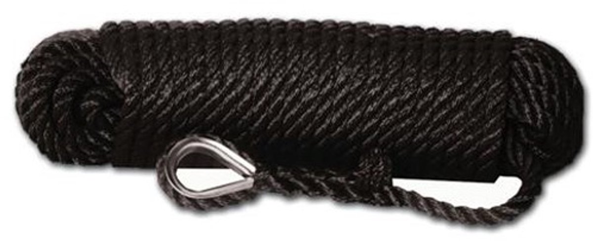 Hollex 30 meter zwarte 3-strengs Ankerlijn Ø12mm