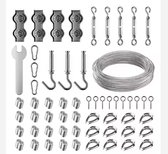 Glissimo Staalkabelset – 30m x 2mm Nylon Gecoate Staalkabel – Staaldraad - Compleet met RVS Haken, Schroefogen & Bevestigingen – Voor Tenttouw, Waslijnen & Buitenverlichting