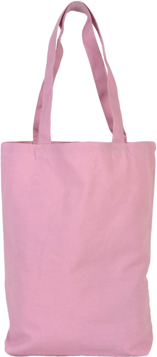 Tote bag katoen - 10 stuks - 38x10x42cm - Roze - Shopper - Strandtas - Katoenen tas