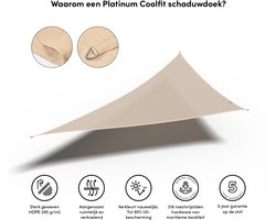 Platinum Sun & Shade - Coolfit - Schaduwdoek – Driehoek - 570x400x400cm – Gebroken Wit – 5 jaar garantie - 95% UV protectie – Sterk geweven 285 g/m² - Hoge kleurechtheid