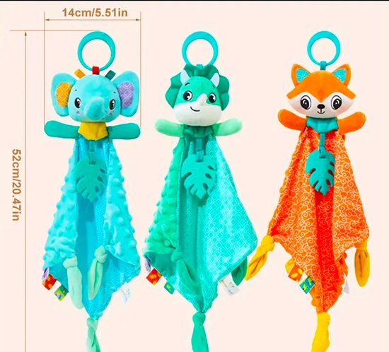 Knuffeldoek Dino XL - Tutteldoek Dinosaurus - Baby knuffel - peuter knuffel - Kinderwagenhanger van Mamabrum — afbeelding 2