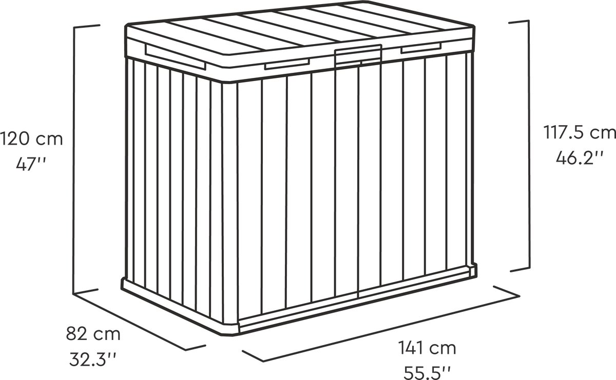 Keter Store It Out Darwin Coffre de rangement - 1100L - 141x82x117,5 cm - Gris
