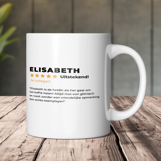 Review mok - Gepersonaliseerd met tekst en eigen beoordeling - koffiemok - mok met naam - mokken