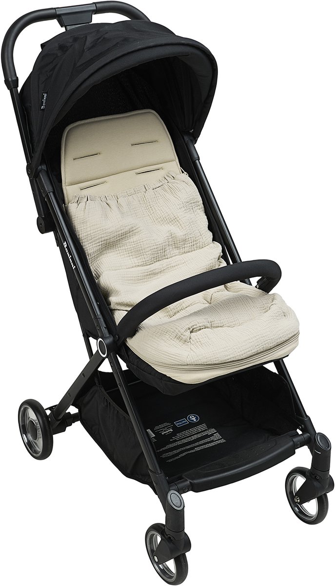 Meyco Baby Uni buggy voetenzak en inlegger - pre-washed hydrofiel - sand - 45x130cm (2-in-1) van Meyco — afbeelding 5