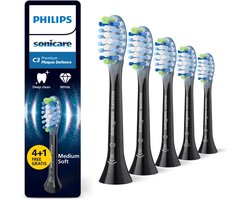 Philips Sonicare Premium Plaque Defence C3 – Opzetborstels voor Elektrische Tandenborstel – Zwart – Verpakking van 5 - Tandplakverwijdering - HX9045/88